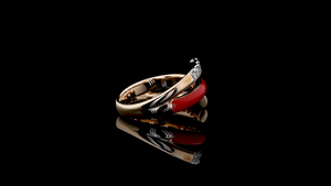 Anillo Abierto con Esmalte Rojo y Diamante Cultivado en Laboratorio |   Anillo Moderno de Lujo para Uso Diario |   Anillos Finos - Product Image 3