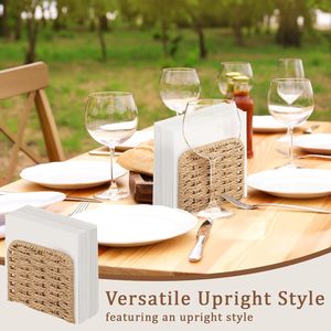 Handmade Seagrass Wicker Napkin <b>Holder</b> Rustic Paper <b>Tissue</b> Dispenser Vertical Tabletop Stand For <b>Kitchen</b> Restaurant Hotel Decor - Product Image 6