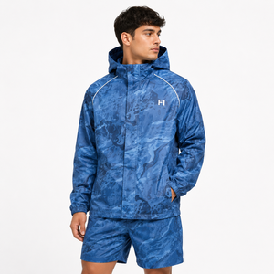 Ensemble veste coupe-vent et short camouflage style unique, en nylon respirant, coupe-vent, écologique, pour homme, mode outdoor. - Product Image 2