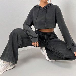 Sudadera Corta con Capucha para Mujer, Estilo Casual Urbano, Manga Larga, Mezcla de Algodón Suave, Top Deportivo a la Moda - Product Image 2
