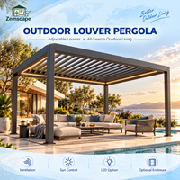 Pergola Bioclimatique en Aluminium sur Mesure OEM avec Moustiquaire Rabattable pour Cour de Villa Privée, Terrasse au Bord de la Piscine