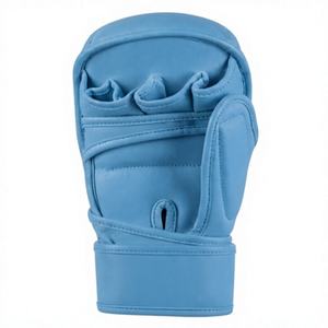 Guantes de MMA OEM - Guantes de Entrenamiento y Sparring Azul Claro, Medios Dedos, Guantes de Grappling, Cuero Sintético de Grado Profesional, Personalizables, Unisex - Product Image 3