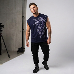 Camiseta sin mangas de alta calidad para hombre, cuello redondo, estampado gráfico, transferencia térmica, algodón, para todas las estaciones, para entrenamiento, a bajo precio. - Product Image 5