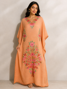 Cotton Crush Embroidered Ankle Length Long <b>Kaftans</b> - Product Image 6