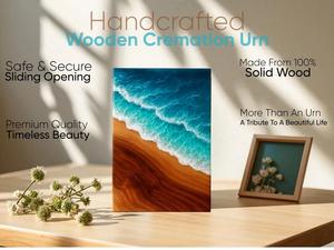 Handcrafted Rosewood Urn <b>Box</b> Blue Resin Remembrance <b>Keepsake</b> for human ashes medium size 9x5.5 urn <b>box</b> - Product Image 4