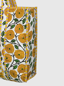 Sac fourre-tout en toile brodée bohème avec motif floral, sac de shopping pour femmes, toutes saisons, fermeture ouverte - Product Image 3