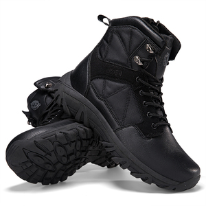 Bottes de randonnée tactiques noires pour hommes et femmes, doublure en mesh, semelle en caoutchouc, bout fermé, hiver, toutes saisons - Product Image 3