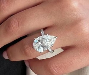 925 Sterling Silver 7.50 Carat Pear Cut Lab Grown Diamond <b>Ring</b> Gift For Anniversary & Wedding - Product Image 3