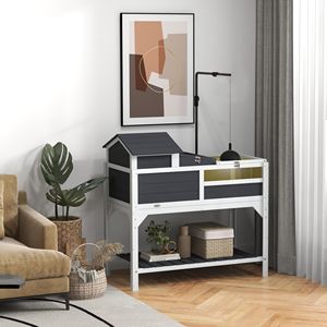 "Reptile & Amphibian Supplies Tortoise House W/ Adjustable <b>Lamp</b> Holder Storage <b>Shelf</b> Removable Main House Openable Lid Gray" - Product Image 2