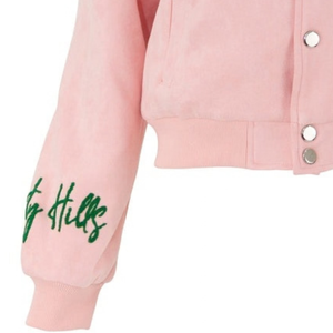 Oh So Pretty Girl <b>Pink</b> Bomber <b>Jacket</b> Women Embroidered Varsity Coat Long Sleeve Casual Streetwear Fashion Outerwear College - Product Image 3