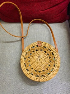 Bohemian Vintage Lady Handmade Eco-friendly Palm Leaf <b>Basket</b> Bag <b>Linen</b> Lining Comfortable Storage Space Convenient Carry Outings - Product Image 4