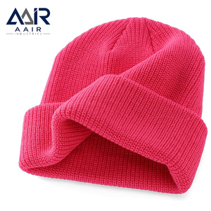 Bonnet en tricot acrylique bleu avec revers côtelé, chapeau d'hiver, logo personnalisé, casquette décontractée pour l'extérieur - Product Image 3