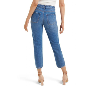 Pantalon en jean skinny taille haute déchiré pour femme, respirant, longueur cheville, décontracté, avec logo sexy à la taille, grandes tailles - Product Image 4