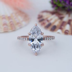 Anillos de Compromiso y Matrimonio de Plata 925 con Baño de Oro Rodio y Moissanita, Joyería Fina de Lujo para Mujer - Product Image 1