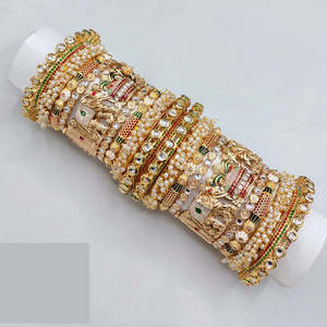 Radiant Designer Kundan Meenakari & Pearl <b>Bangles</b> Glam Finish Jewelry <b>Set</b> for Brides Festive and Wedding Collection - Product Image 1