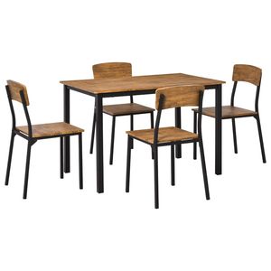 Ensemble de salle à manger 5 pièces de style industriel moderne, table extensible en noyer foncé et 3 chaises pour cuisine ou petite salle à manger - Product Image 1