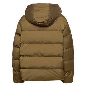 Men's Olive Green Hooded Puffer Jacket Front Logo Breathable Windproof Polyester Winter Casual <b>Coat</b> <b>Zipper</b> Closure Regular Fit - Product Image 4