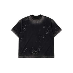 Camiseta Oversize de Lujo con Pedrería y Efecto Lavado, Estampado de Logotipo Personalizado, Hombro Caído, Estilo Urbano, Camisetas de Hombre de Moda, Suministro OEM - Product Image 4