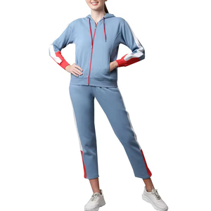 Ensembles de survêtements pour femmes style empilé avec pantalons de survêtement et vestes polaires à col montant, sur mesure - Product Image 1