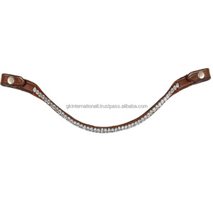 Bande de sourcils de cheval équestre en cuir de meilleure qualité avec cristaux de marque Strass Design personnalisé Fournisseur Fabricant bande de sourcils - Product Image 1