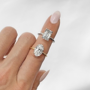 Wholesale Luxury 3.27ct Oval Cut Diamond <b>Ring</b> Solid Yellow Gold <b>Plain</b> Band Solitaire Wedding <b>Ring</b> Lab Created Diamond Supplier - Product Image 2
