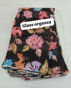 ผ้าวิสโคสแท้ Chanderi ขายส่ง ความกว้าง 58 นิ้ว น้ำหนักเบา 60 GSM ลายดอกหลากสี งานปักดิ้นหลายเส้น จากโรงงาน - Product Image 6