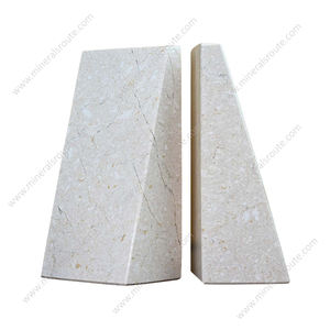 Serre-livres en marbre décoratifs pour livres lourds, vente en gros, décoration moderne pour la maison, pierre naturelle, marbre blanc crème, design gravé - Product Image 3