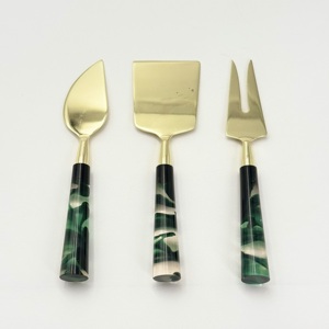 Stainless Steel Gold Finished With Handmade Black Resin Handle <b>Cheese</b> Tools <b>set</b> Decorative <b>Cheese</b> <b>Set</b> - Product Image 3