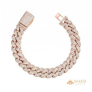 Rose Gold <b>Silver</b> Moissanite Hip Hop Bracelet Fashion Jewelry Floral Link Women <b>Men</b> Elegant Gifts Fine Jewelry New York City - Product Image 1