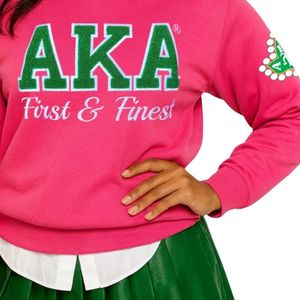 สีชมพู AKA First & Finest Ivy เสื้อสเวตเตอร์คอกลมแขนยาวผ้าฟลีซเนื้อนุ่มผู้หญิงแฟชั่นลำลองเครื่องแต่งกายสำหรับชมรม - Product Image 3