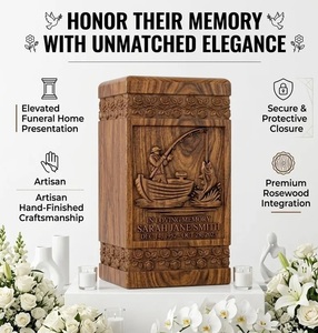 Fishing man custom Wooden Urn for <b>Ashes</b> – Human Cremation Urn – Pet Urn for <b>Dogs</b> or Cat – Memorial Keepsake <b>Box</b> - Product Image 3