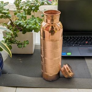 Pure <b>copper</b> <b>drinking</b> <b>bottle</b> traditional wellness ayurvedic health eco friendly reusable leak proof for travel gym office home - Product Image 5