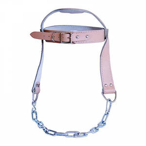 Leather Weight Lifting Head Harness Adjustable Neck Training Strap with Chain for Strength Workout Gym Equipment - Product Image 3