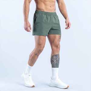 Pantalones Cortos Deportivos de Secado Rápido para Hombre, Color Verde Oliva, con Bolsillos, Cintura Elástica, Tejido Casual - Product Image 1
