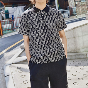 Premium Monogram Pattern Knitted Polo Shirt OEM ODM Vietnam Supplier High Quality 93 Cotton 7 Elastane Bulk Production Service - Product Image 2