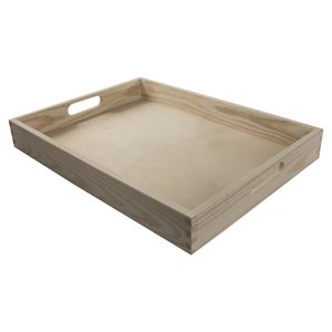 Plateau de service en bois brut avec poignées découpées, grand plateau rectangulaire pour peinture DIY, cuisine, salle à manger, usage domestique - Product Image 1