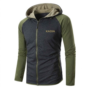 Sweat-shirt à capuche unisexe KADIA pour homme, coupe ajustée, bicolore, fermeture éclair, manches raglan, en mélange de coton léger, avec logo personnalisé - Product Image 1