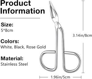 Juego de 3 Pinzas de Acero Inoxidable Hechas a Mano con Punta Inclinada para Cejas, Depilación Facial para Hombres y Mujeres - Product Image 2