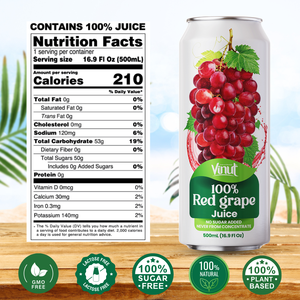Precio de fábrica de alta calidad Pure 100% Zumo de uva roja VINUT 490ml Fabricante de latas Etiqueta privada OEM ODM Precio al por mayor ISO - Product Image 3
