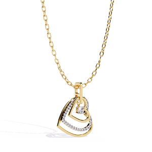 จี้เพชรทอง 14K เพชรเลี้ยงในห้องปฏิบัติการทรงกลมเจียระไนแบบเหลี่ยมเพชรพลอยรูปหัวใจสำหรับผู้หญิง ของขวัญสำหรับงานปาร์ตี้ - Product Image 2