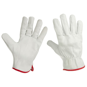 Gants d'assemblage en cuir blancs respirants à doigts complets avec paume renforcée, service OEM - Product Image 1