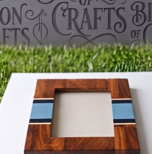 Modern Wooden <b>Photo</b> <b>Frame</b> Rectangle Vertical Handmade Tabletop Display <b>Frame</b> Blue White <b>Wood</b> Pattern - Product Image 6