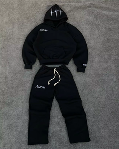 Ensemble de survêtement d'hiver personnalisé pour homme, coupe évasée, 300-500 g/m², 100 % coton, molleton ample, sweat à capuche et pantalon de jogging surdimensionné - Product Image 6