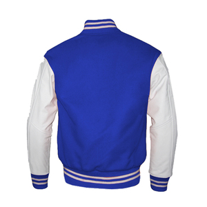 Varsity Men's Genuine <b>Black</b> Wool Leather <b>Jacket</b> with Embroidery Decoration Letterman Baseball Style - Product Image 1