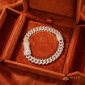 Pulsera de eslabones cubanos clásica en oro rosa con moissanita, cadena fina, joyería de moda para uso diario, estilo Miami Chicago, regalo. - Product Image 3