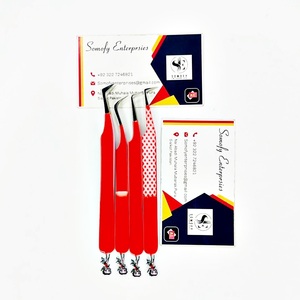 Pince à cils Somofy Enterprises, design inférieur, acier inoxydable rouge, pointe lisse, longueur 10 mm, prise en main parfaite, ensemble de précision personnalisé - Product Image 2