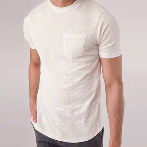 T-shirt personnalisable pour homme en coton épais à manches courtes et col rond, ultra doux avec poche, impression de votre propre design et logo - Product Image 1