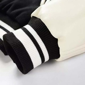 High Quality Long Sleeve Baseball <b>Jacket</b> Solid Color Black and <b>White</b> With Custom Logo Design Pocket Man <b>jacket</b> for men patchwork - Product Image 3