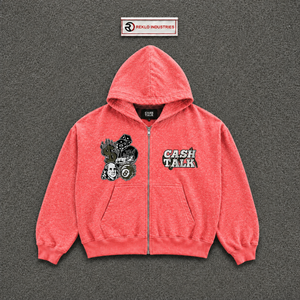 NOUVEAU SWEAT À CAPUQUE ZIPPÉ POUR HOMME EN POLAR CORAIL QUALITÉ SUPÉRIEURE, DESIGN IMPRIMÉ, LOGO AVANT, CUT REGULAR, POUR L'AUTOMNE - Product Image 5