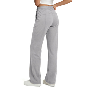 Women's Casual High Waist <b>Overalls</b> Regular Fit Straight Leg Elastic Waist Drawstring Solid Pattern Anti-Wrinkle Fleece Pants - Product Image 2